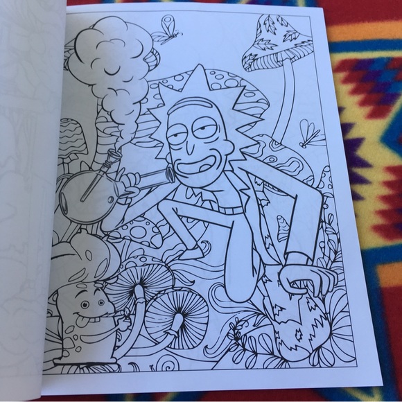 Rick and Morty Graphic Tshirt Size L+ RICK AND MORTY STONER COLORING BOOK - Picture 9 of 16